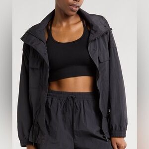 Zella Road Trip Crinkle Jacket Black Large NWOT